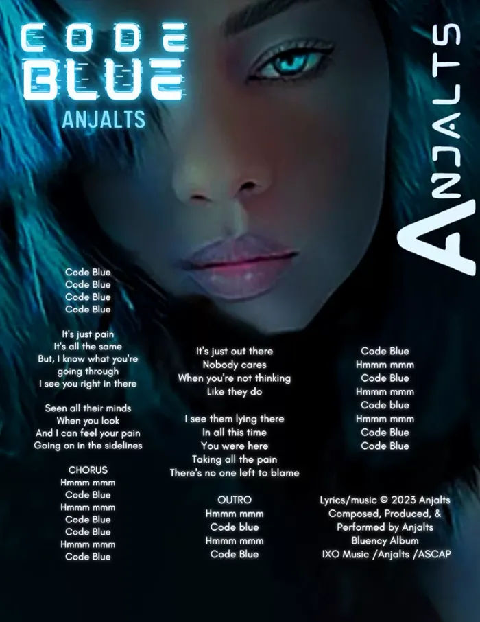 Code Blue — visual lyric sheet