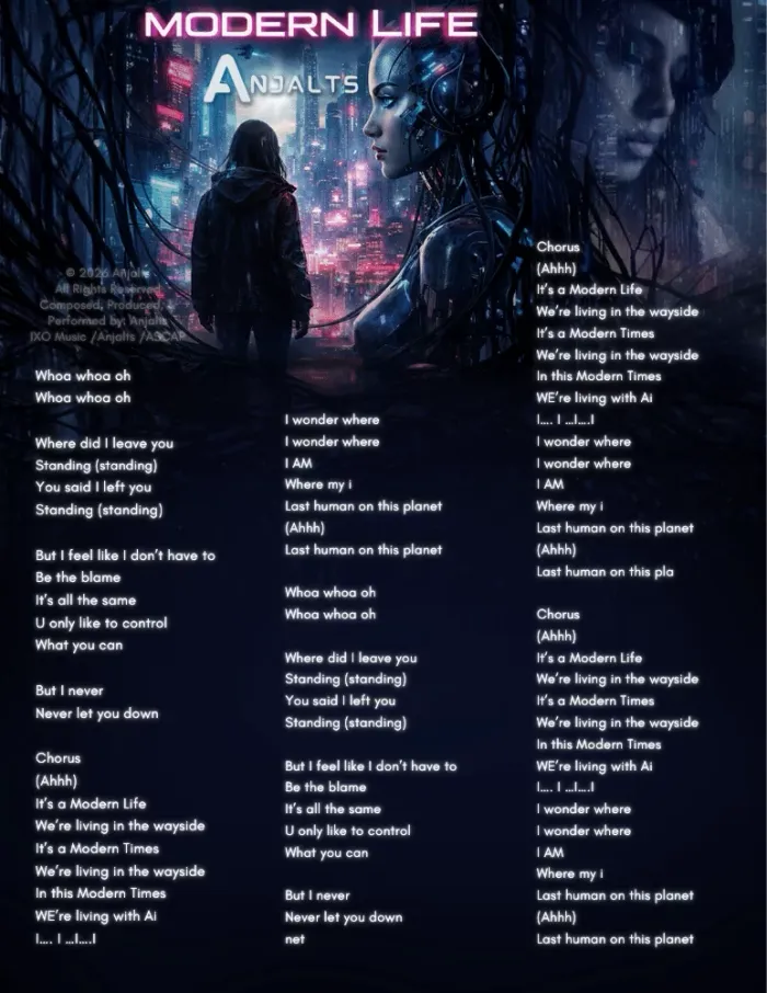 Modern Life — visual lyric sheet