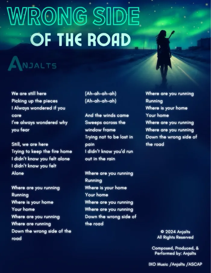 Wrong Side of the Road — visual lyric sheet