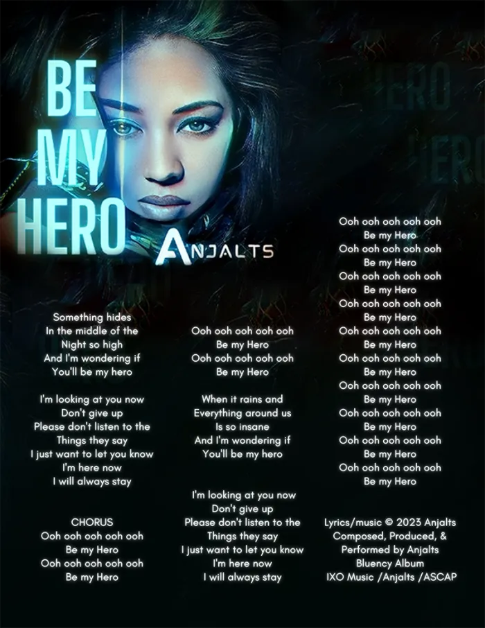 Be My Hero — visual lyric sheet