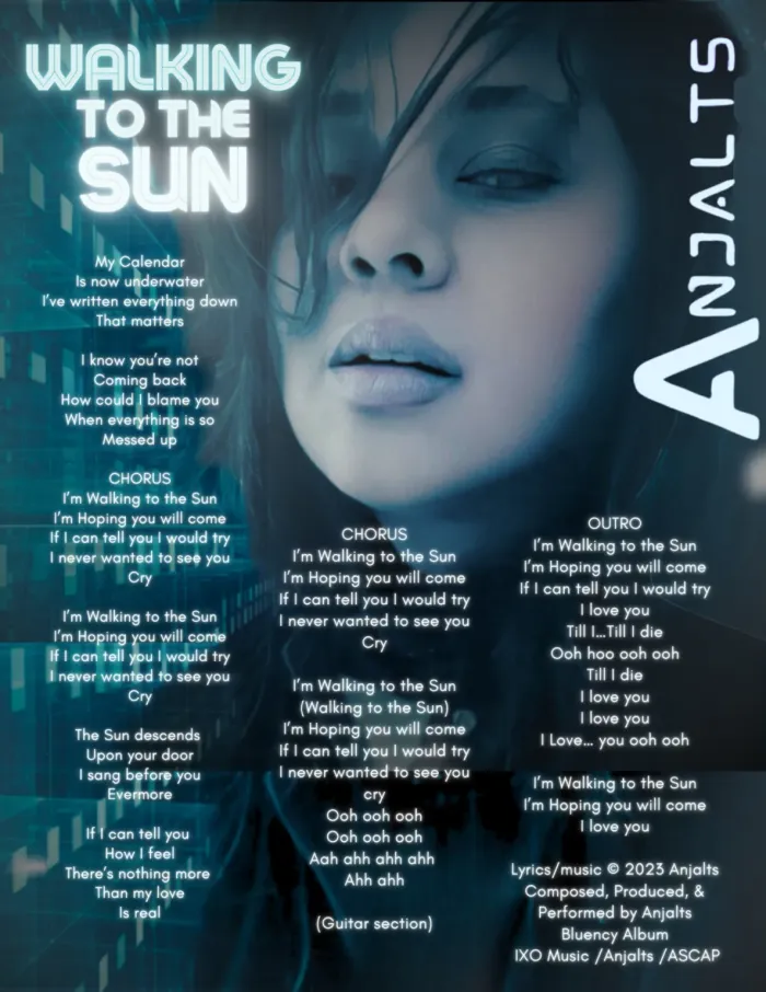 Walking to the Sun — visual lyric sheet
