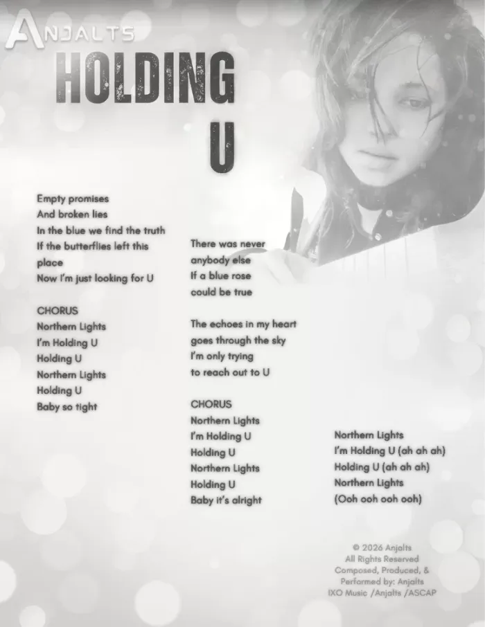 Holding U — visual lyric sheet