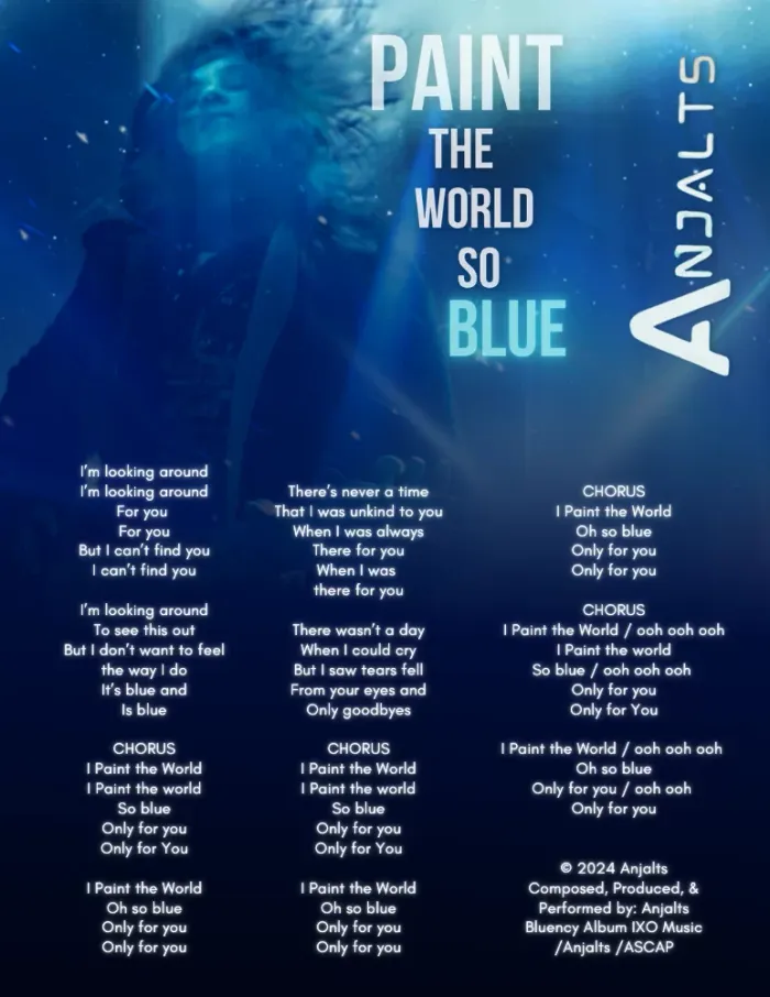 Paint the World So Blue — visual lyric sheet