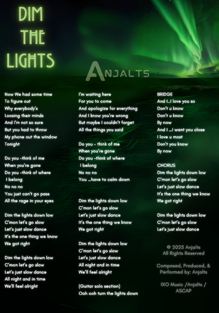 Visual Lyric Dim the Lights